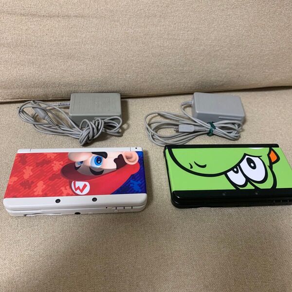 任天堂 newニンテンドー3ds ホワイト ブラック マリオ、ヨッシー着せ替えプレート