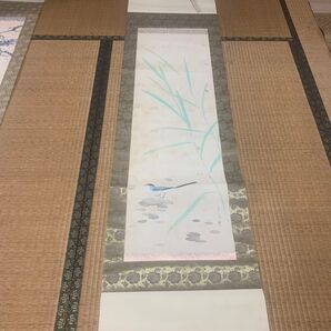 水墨画 掛け軸 鳥と葦 掛軸 骨董品