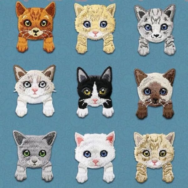 アイロンワッペン 猫 ネコ ねこ 9枚セット 刺繍 ワッペン 新品