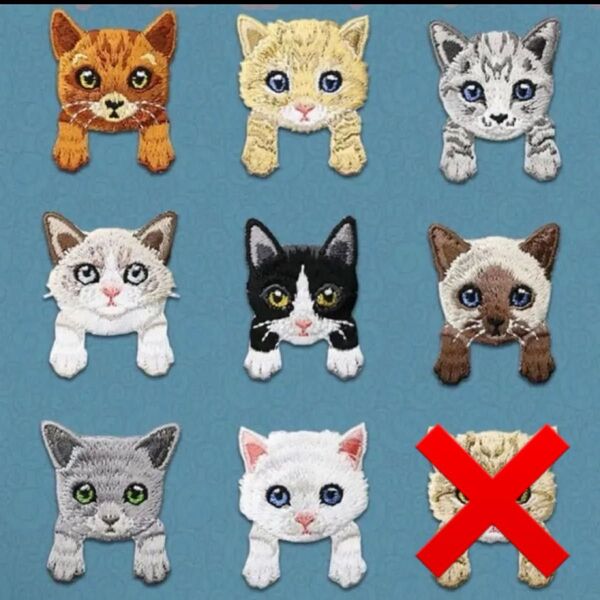 アイロンワッペン 猫 ネコ ねこ 8枚セット 刺繍 ワッペン 新品