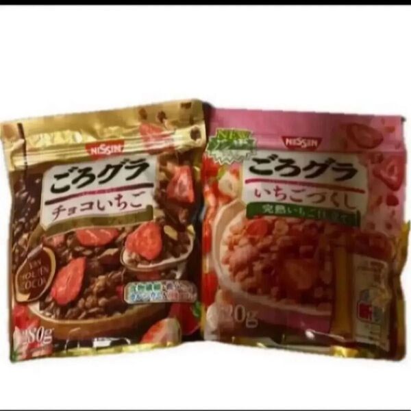 NISSIN ごろグラ いちごづくし 1袋、チョコいちご 1袋