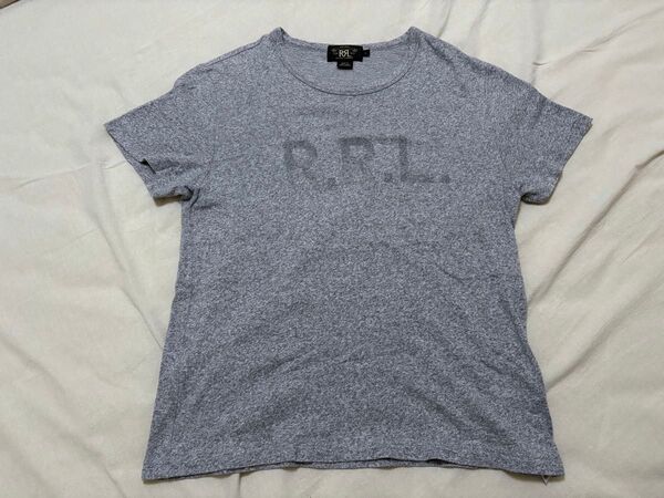 ラルフローレン RRL ステンシル ロゴ 染み込み Tシャツ グレー 半袖 L 霜降り