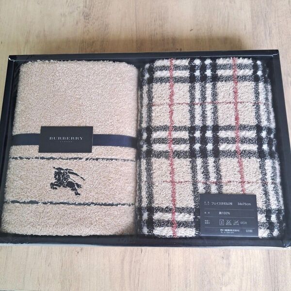 未使用 BURBERRY バーバリー フェイスタオル 2枚セット ノバチェック タオル