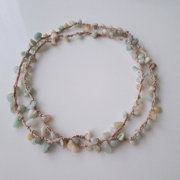 No.85 天然石ネックレス ハンドメイド 天然石クロッシェネックレス レディースネックレス