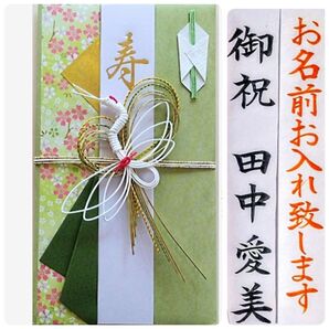 代筆付き《彩金封 IRODORI 緑》御祝儀袋 御祝い袋 ご祝儀袋 のし袋 金封 祝儀袋