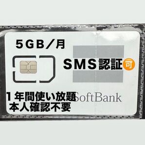 SIMカード 月5GB/1年間SoftBank回線 1枚