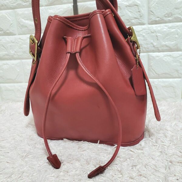 COACH オールドコーチ 巾着 ショルダーバッグ レッド 美品