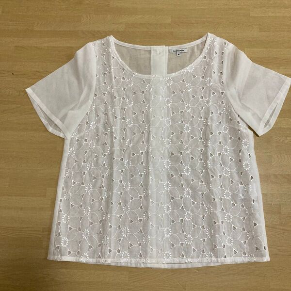 GLOBAL WORK 刺繍カットワークブラウス ホワイト M