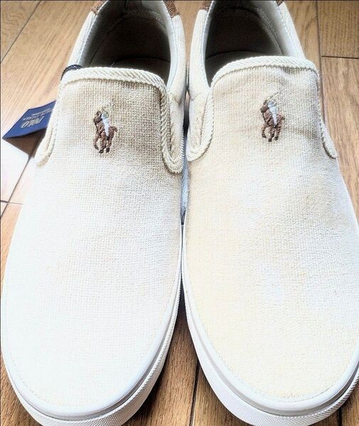 POLO ラルフローレン THOMPSON カジュアルシューズ 27.5cm ベージュ コーデュロイ スリッポン 少々難あり品