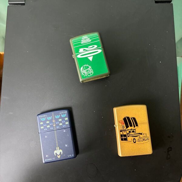 zippo オイルライター ライター 喫煙具 ジッポ 喫煙グッズ 3点セット ゲーム グリーン ゴールド ブルー プレゼント