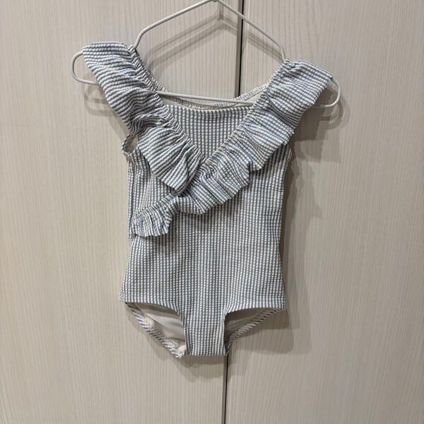 H&M ストライプ フリル付き 水着 90㎝