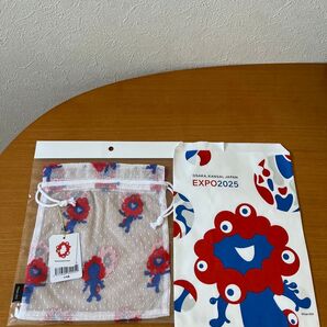 新品 万博 ミャクミャク レース キンチャクポーチ ミャクミャクカラー 巾着 巾着袋