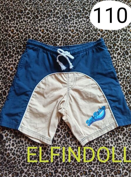 ELFINDOLL キッズ 水着 スイムパンツ スイムウェア 110 サーフパンツ 男の子 男児 ベージュ ネイビー