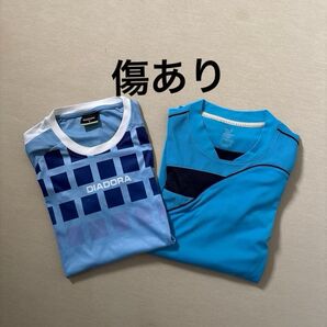 Tシャツ DIADORA 半袖 ブルー系 FBT Tシャツ 中古 150㎝位 商品説明必読 2枚 スポーツTシャツ