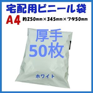 厚手宅配ビニール袋 A4横250㎜×縦340㎜+フタ50㎜ 50枚