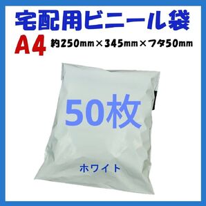 宅配ビニール袋 A4横250㎜×縦340㎜+フタ50㎜ 50枚