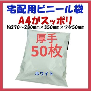 厚手宅配ビニール袋 A4横27~280㎜×縦340㎜+フタ50㎜ 50枚