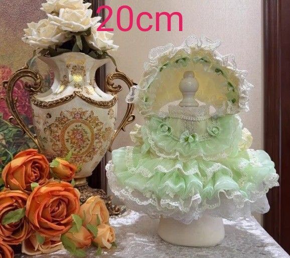 ぬいぐるみ服20cm ライムグリーンドレス 着せ替えぬいぐるみ