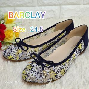BARCLAY バークレー フラットシューズ リボンレース花柄 バレエシューズ