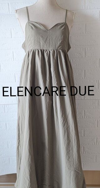 【試着のみ】ELENCARE DUE エレンカーレデュエ バルーン キャミワンピース カーキ色 フリーサイズ