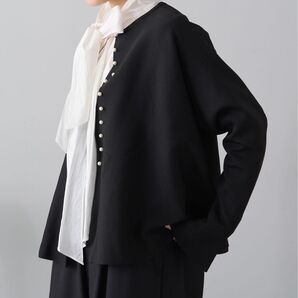 【Du noir】スポンディッシュペプラムパールカーディガン ブラック 黒 Pual ce cin