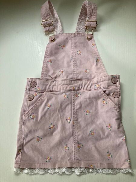 H&M デニム ジャンパースカート サロペット100 110サイズ 女の子 花柄 レース