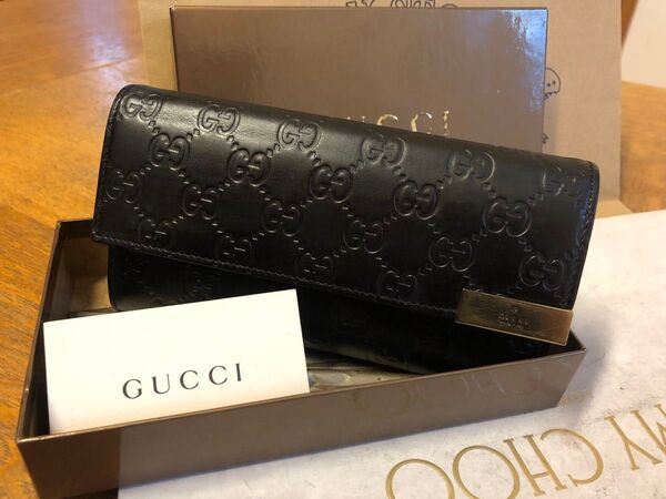 【美品】GUCCI グッチ 長財布 GG キャンバス レザー