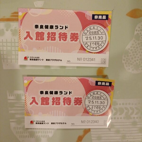 奈良健康ランド 入場招待券 2枚