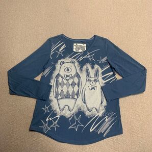 scolar クマとウサギ 長袖Tシャツ ブルー