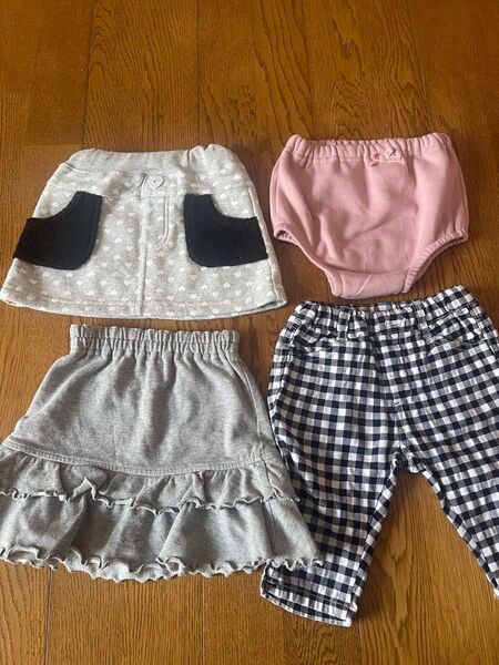 80サイズ 半ズボン パンツ スカート a.v.v チェック柄 グレー ピンク ブランシェス