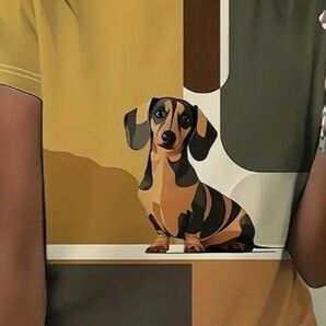 犬柄Tシャツ ダックスフンド