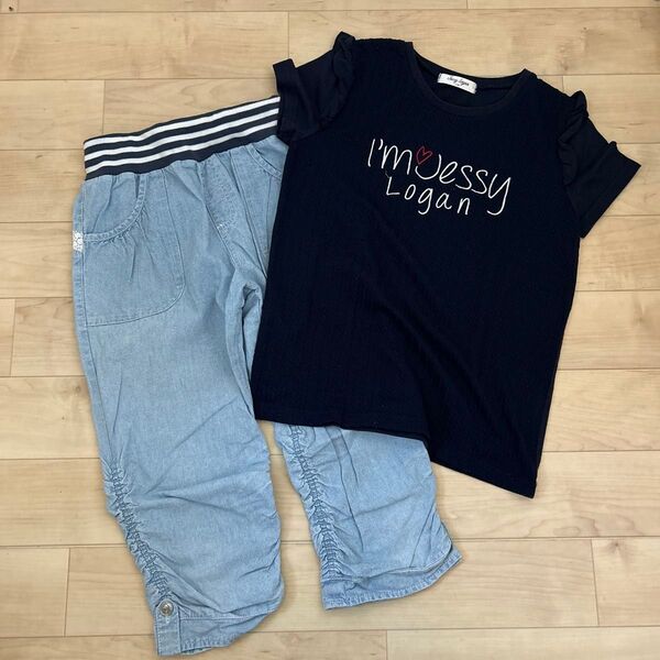 子ども服 Jessy Logan Tシャツ&7分丈デニムパンツセット 160