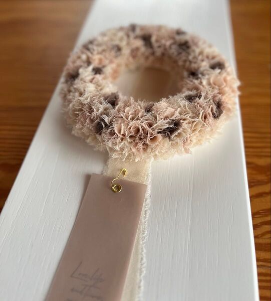 ~リース~ 布リース シフォン ピンク系&シャンパンハンドメイド