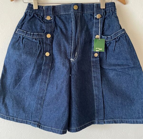 新品デニムショートパンツ ブルー キュロットパンツ