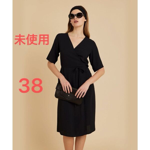 新品タグ付き◆定価5.2万円◆2024SS◆agnes b. アニエスベー カシュクール ローブドレス ワンピース 38 羽織り