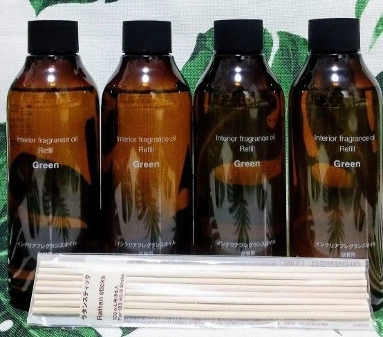 無印良品 インテリア フレグランスオイル 200ml グリーン 4本 ステック 1袋