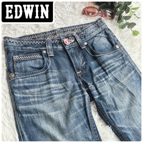 希少 エドウィン ブルートリップ ヴィンテージ風 レトロ調デニム EDWIN デニムパンツ ジーンズ