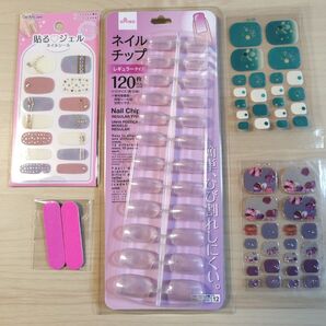 【未使用】高品質 ジェルネイルシール 2種 ペディチップ 手指用 クリアチップ ジェルネイルシール 爪やすり
