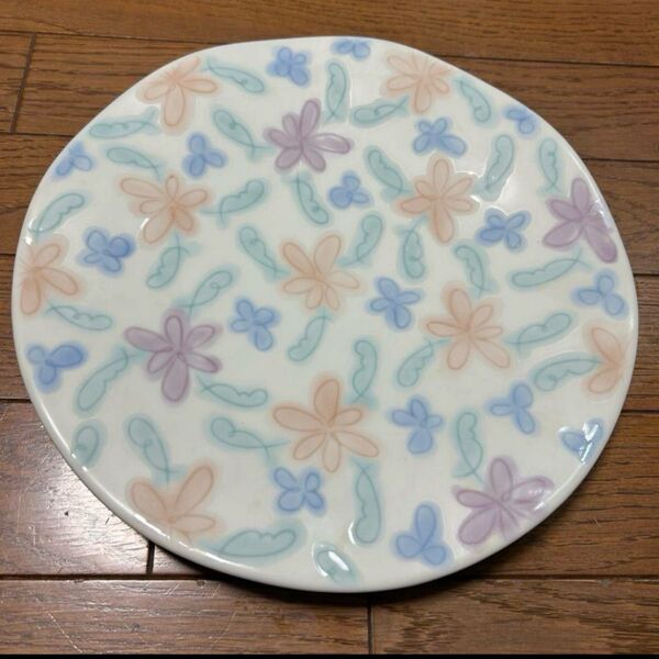 白山陶器 大皿 足付フルーツ皿 29.4cm 花柄