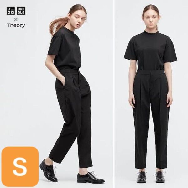 UNIQLO ユニクロ S 感動タックイージーパンツ セオリー theory コラボ ブラック 黒 black テーパード
