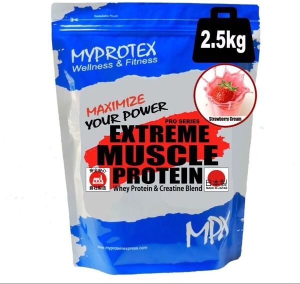 BFSALE!ホエイプロテイン 2.5kg クレアチン配合 マイプロテック ストロベリー味 WP Extreme Muscle