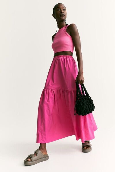 【美品】H&M レディース ロング丈 アンクル丈 スカート ピンク