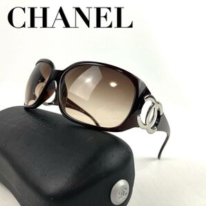 美品 CHANEL シャネル サングラス ココマーク セルフレーム ウェリントン ブラウン