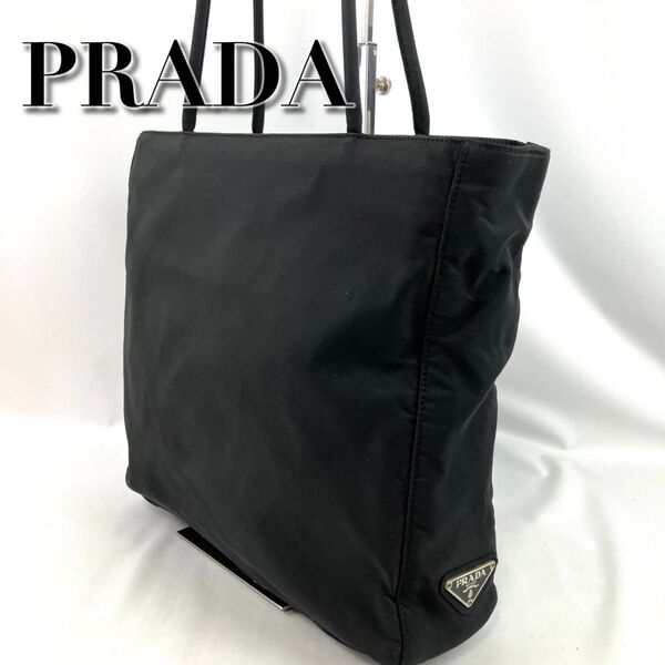 PRADA プラダ トートバッグ 三角ロゴプレート 肩掛け テスートナイロン ブラック