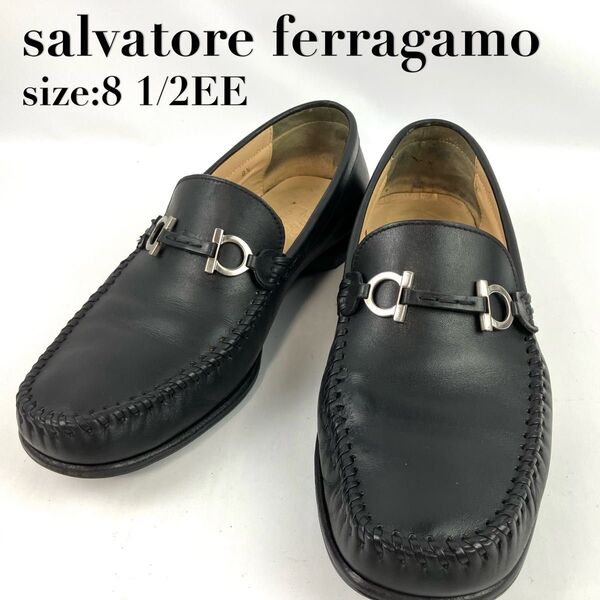 salvatore ferragamo フェラガモ ビットローファー ガンチーニ ブラック 約26.5cm