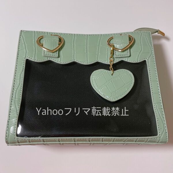 痛バ*ミントグリーン*パステル*クロコダイル*ショルダー*痛バッグ*ミニ*ハート