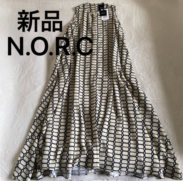 【新品】 N.O.R.C ノースリーブワンピース ロング マキシ丈 幾何学