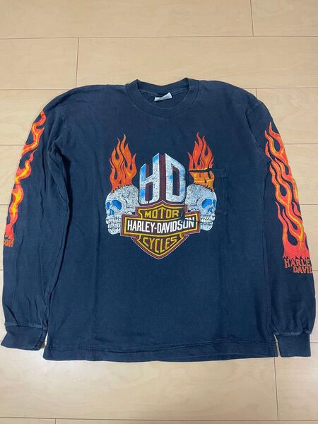 80s ビンテージ harley davidson フレイムロンT flame ステッドマン