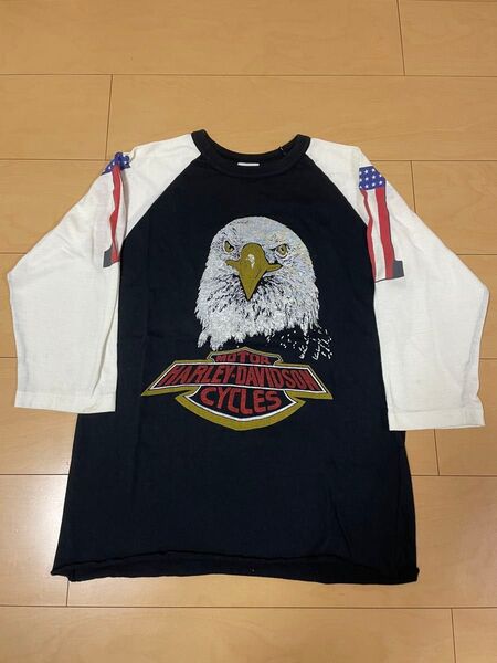80年代 ハーレーダビッドソン イーグルヘッド ウイスキー NO.1 ラグランスリーブTシャツ