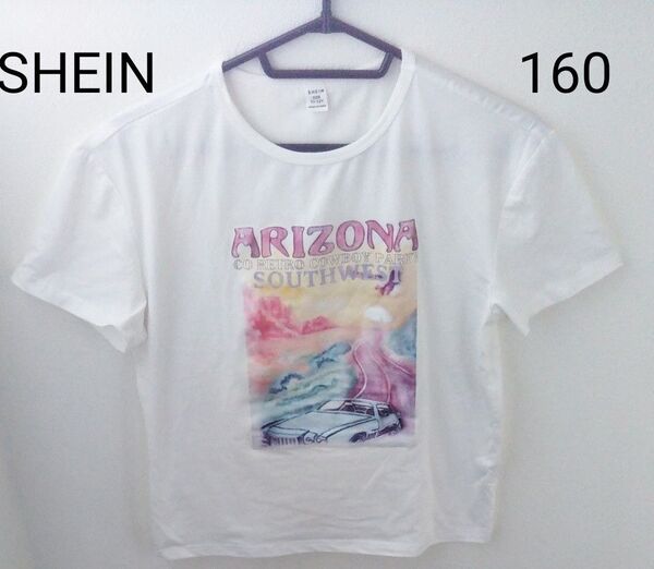 ガールズ ホワイトTシャツ 車 11〜12Y 160 半袖